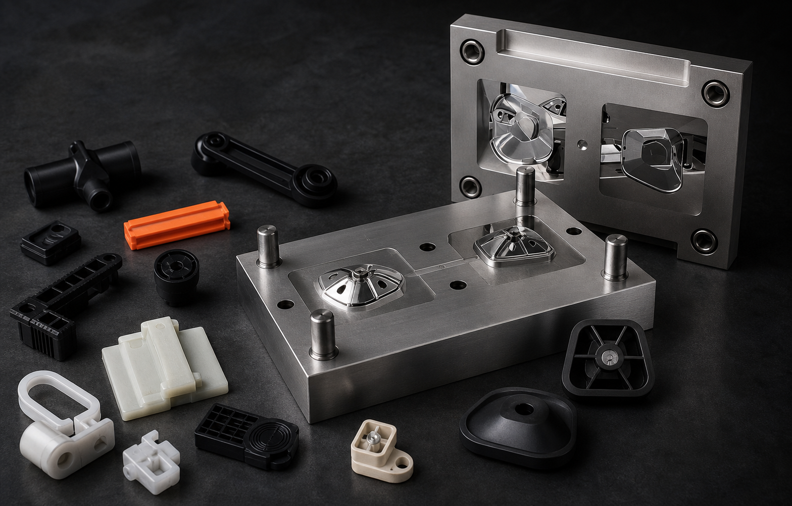 Injection mold and custom molded components